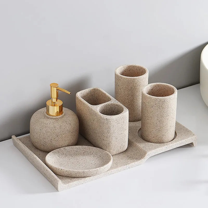 Set de vasque : distributeur, porte-brosses et plateau
