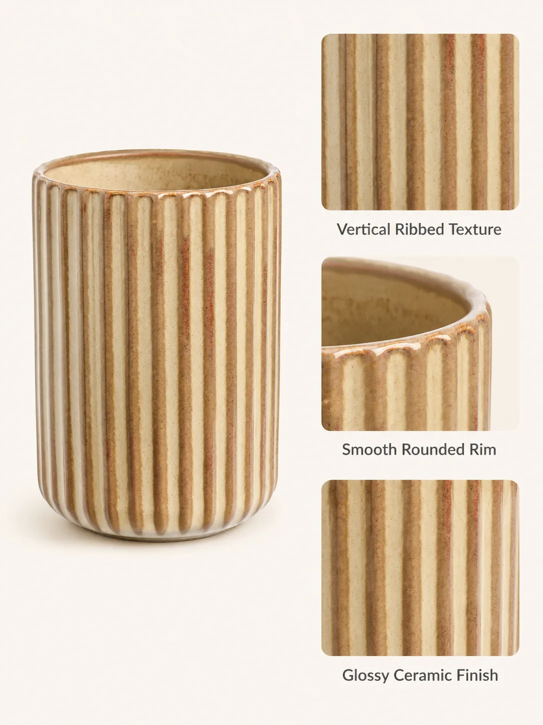 Porte-brosses à dents en céramique striée