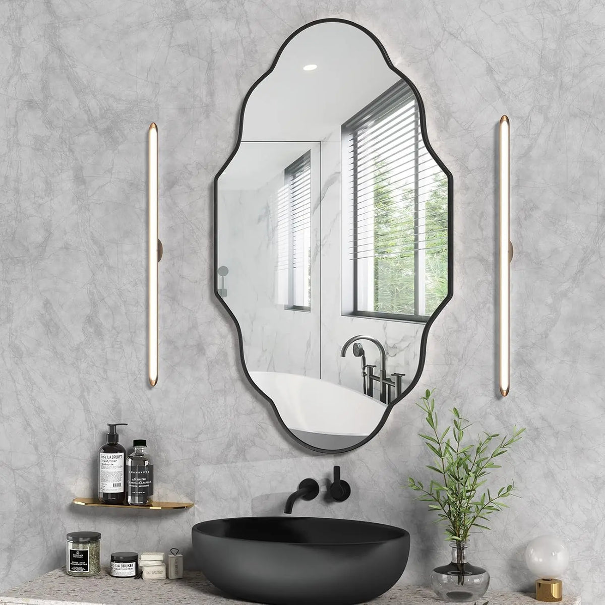 Miroir organique à cadre métal noir