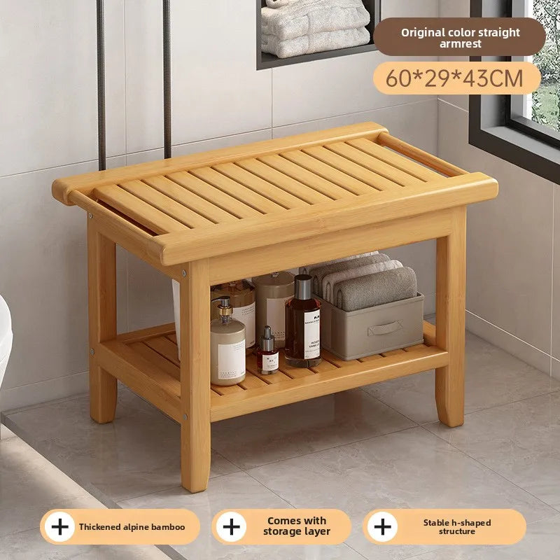 Tabouret de salle de bain en bambou, antidérapant