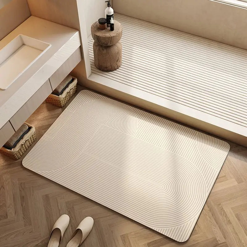 Tapis de bain en terre de diatomée, crème
