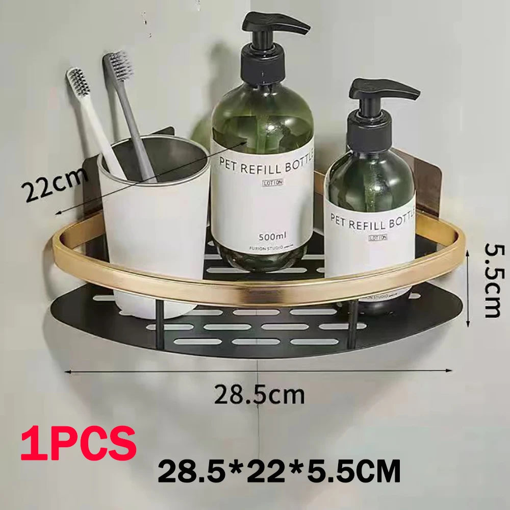 Étagère de douche en aluminium, sans perçage