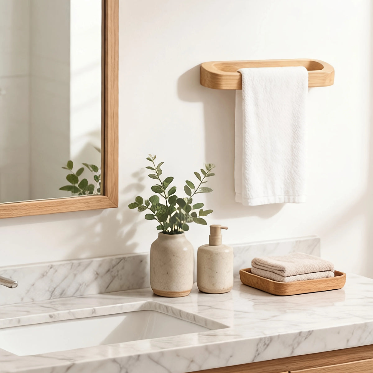 Barre porte-serviettes murale en bois