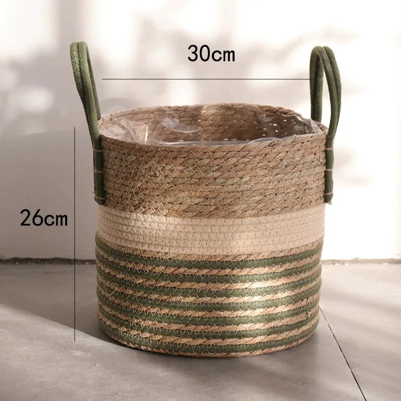 Panier en jonc de mer tressé