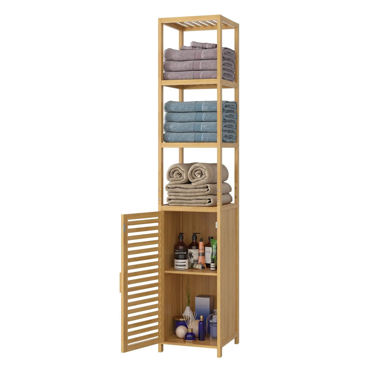 Colonne de salle de bain en bambou, 169 cm