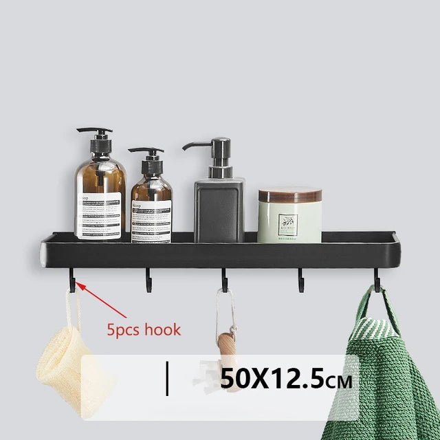 Étagère d'angle de douche en aluminium noir