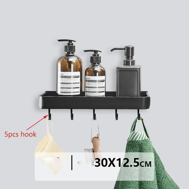 Étagère d'angle de douche en aluminium noir