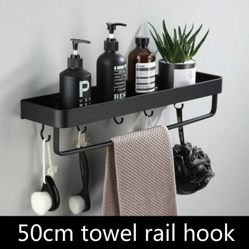 Étagère d'angle de douche en aluminium noir