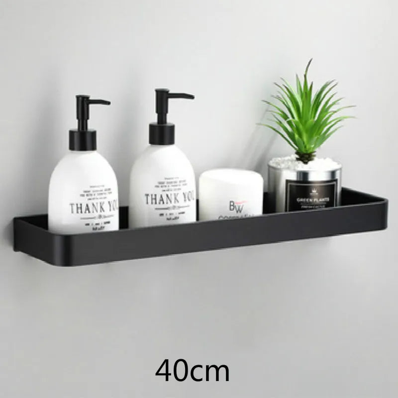 Étagère d'angle de douche en aluminium noir