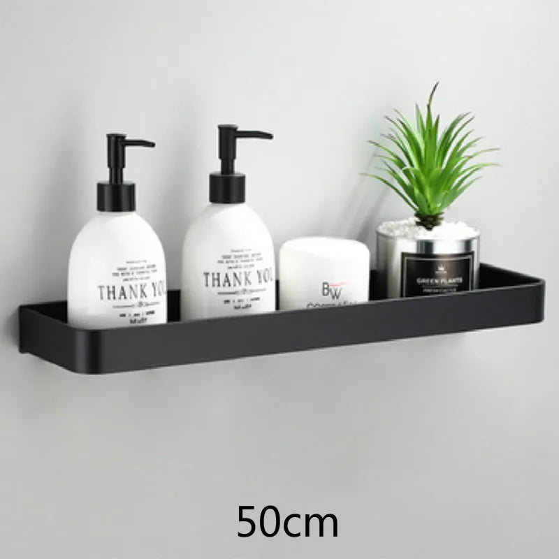 Étagère d'angle de douche en aluminium noir