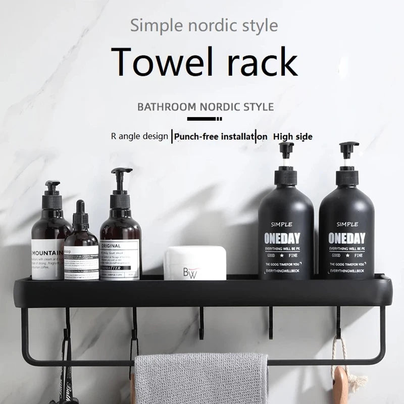 Étagère d'angle de douche en aluminium noir
