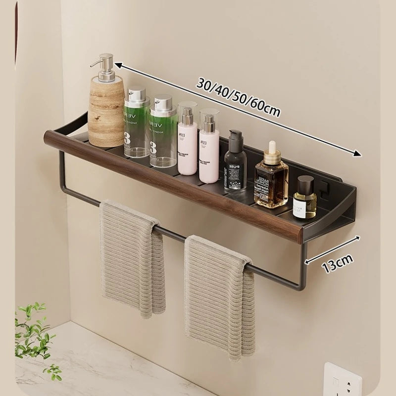Étagère de douche en bois, sans perçage