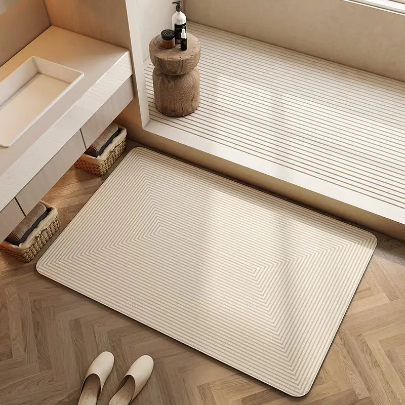 Tapis de bain en terre de diatomée, crème