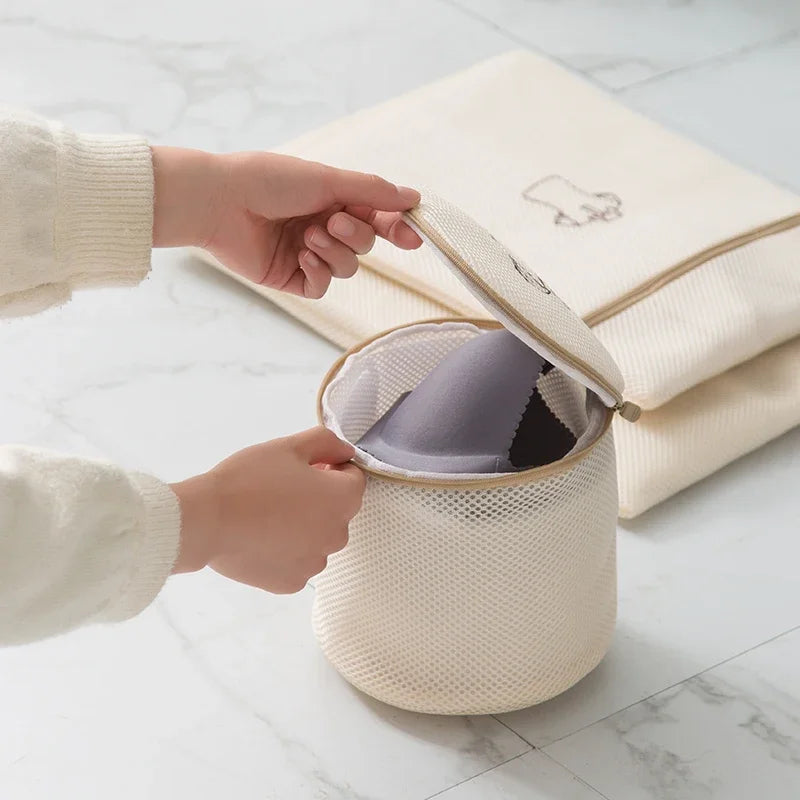 1/4/6PCS Laundry Bag Sets For Washing Machines Embroidery Fine Mesh Underwear Organizer Basket Clothes Cleaning Anti-deformation