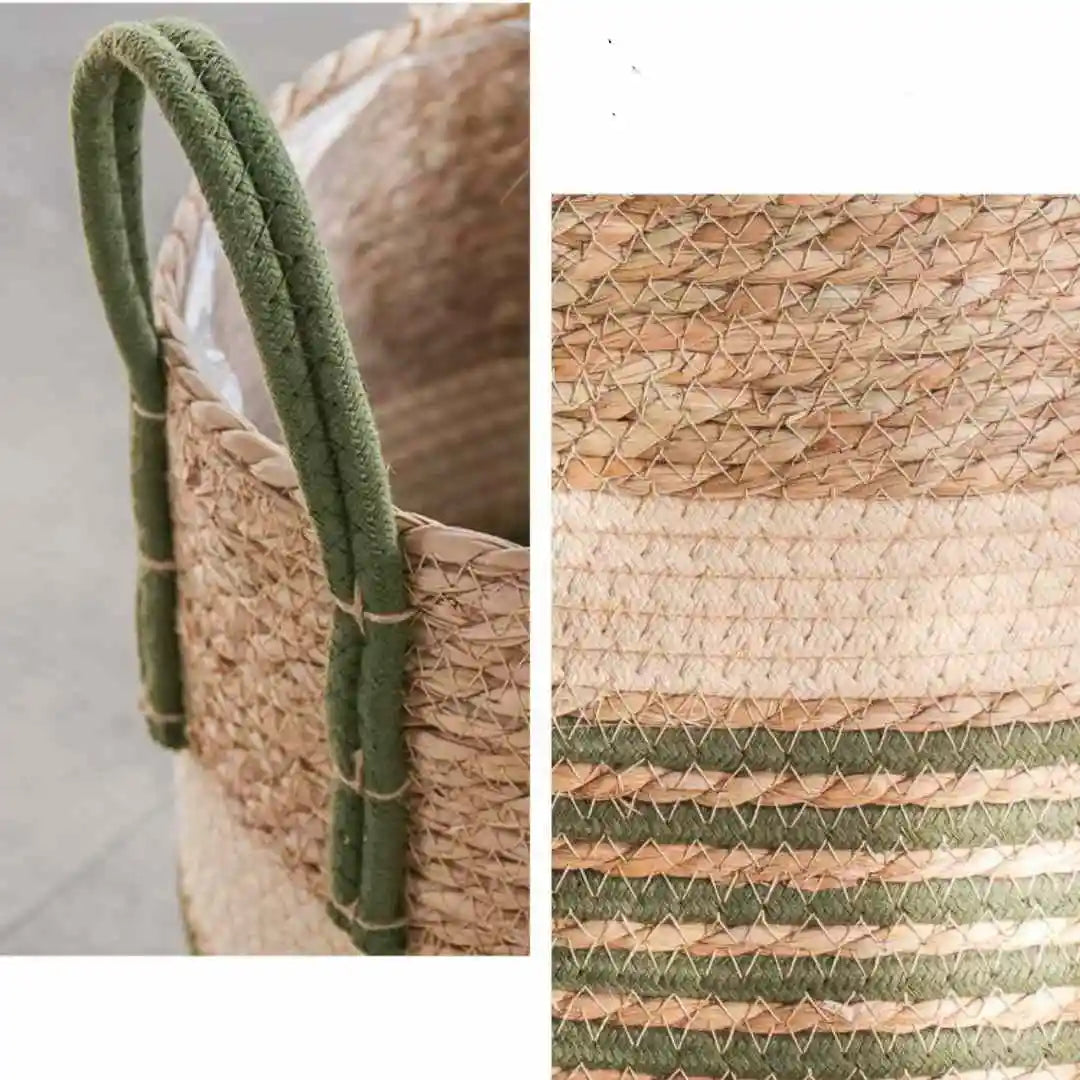 Panier en jonc de mer tressé