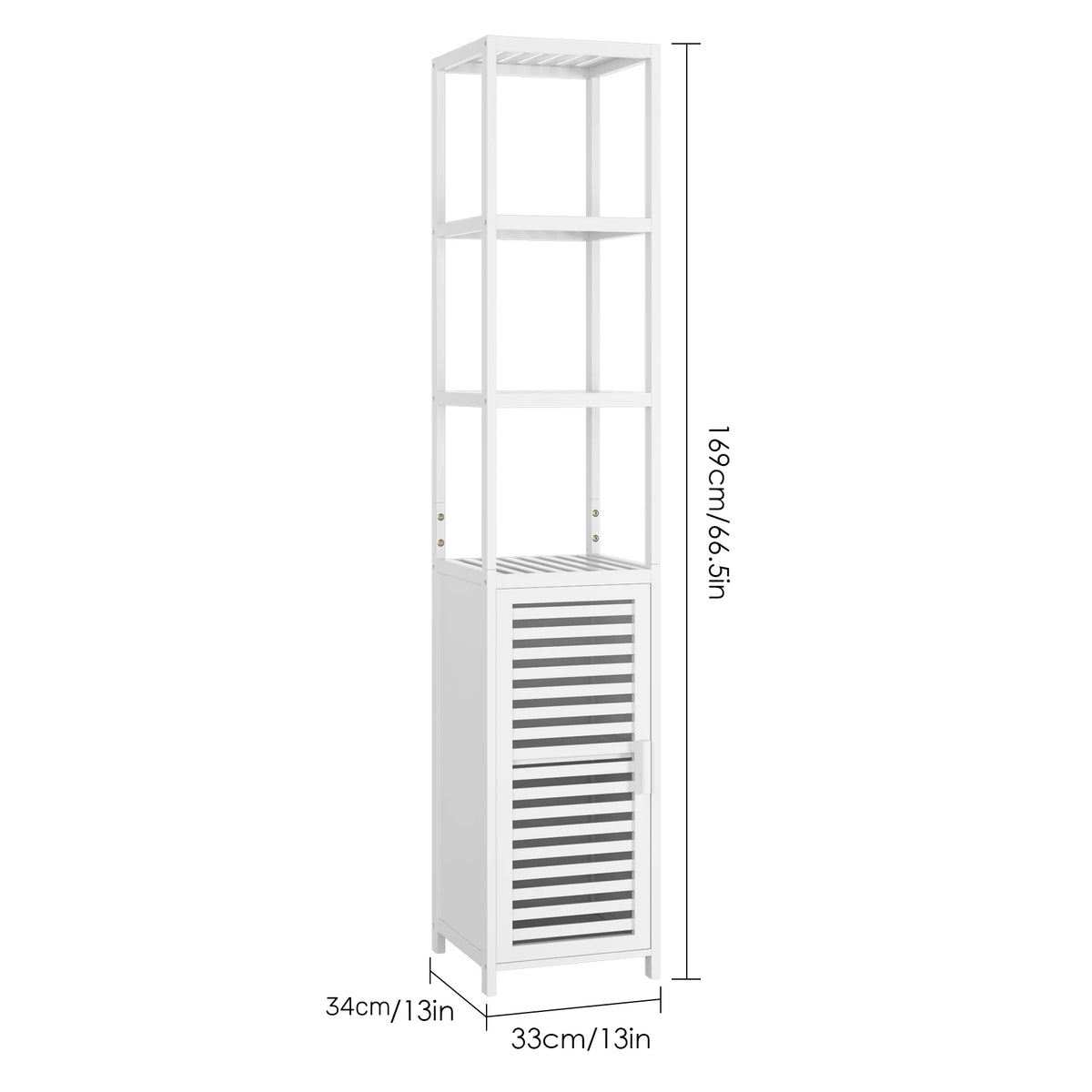 Colonne de salle de bain en bambou, 169 cm