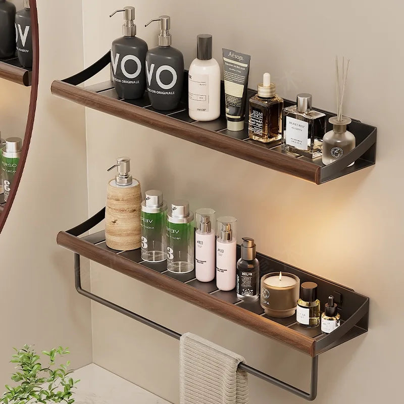 Étagère de douche en bois, sans perçage