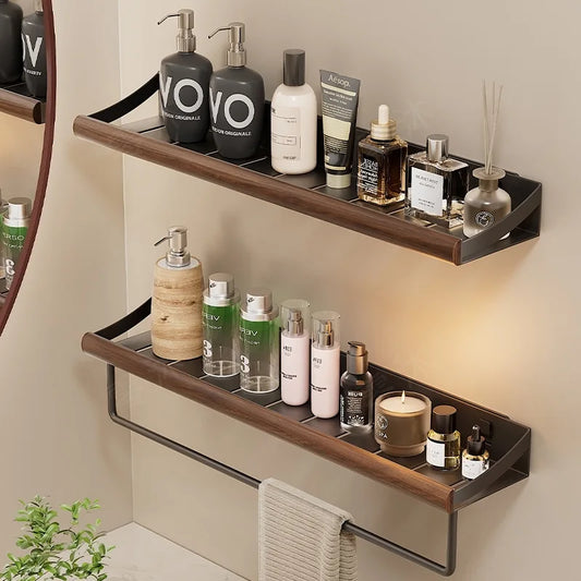 Étagère de douche en bois, sans perçage