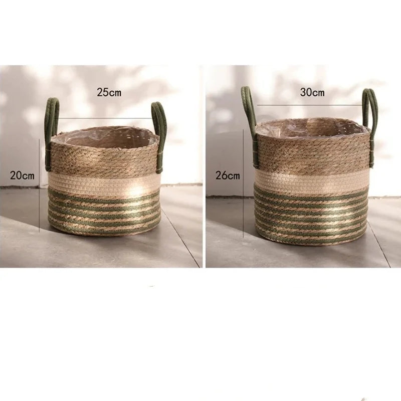 Panier en jonc de mer tressé
