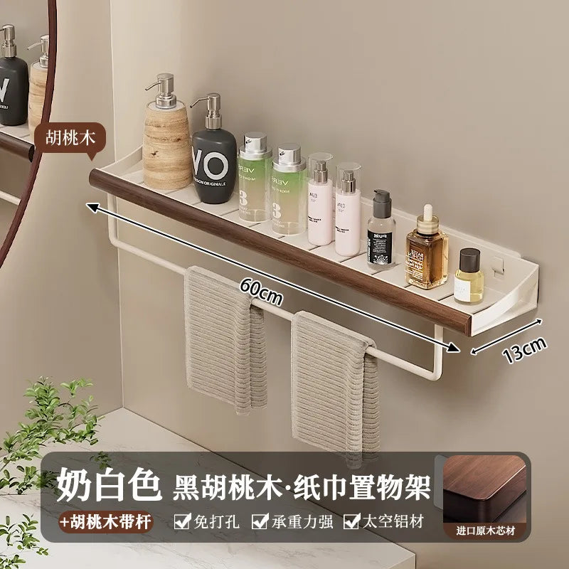Étagère de douche en bois, sans perçage