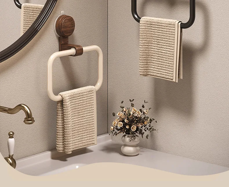 Anneau porte-serviette en noyer, sans perçage