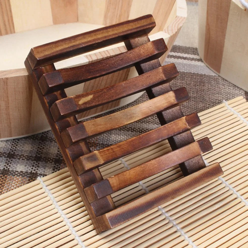 Porte-savon égouttoir en bois
