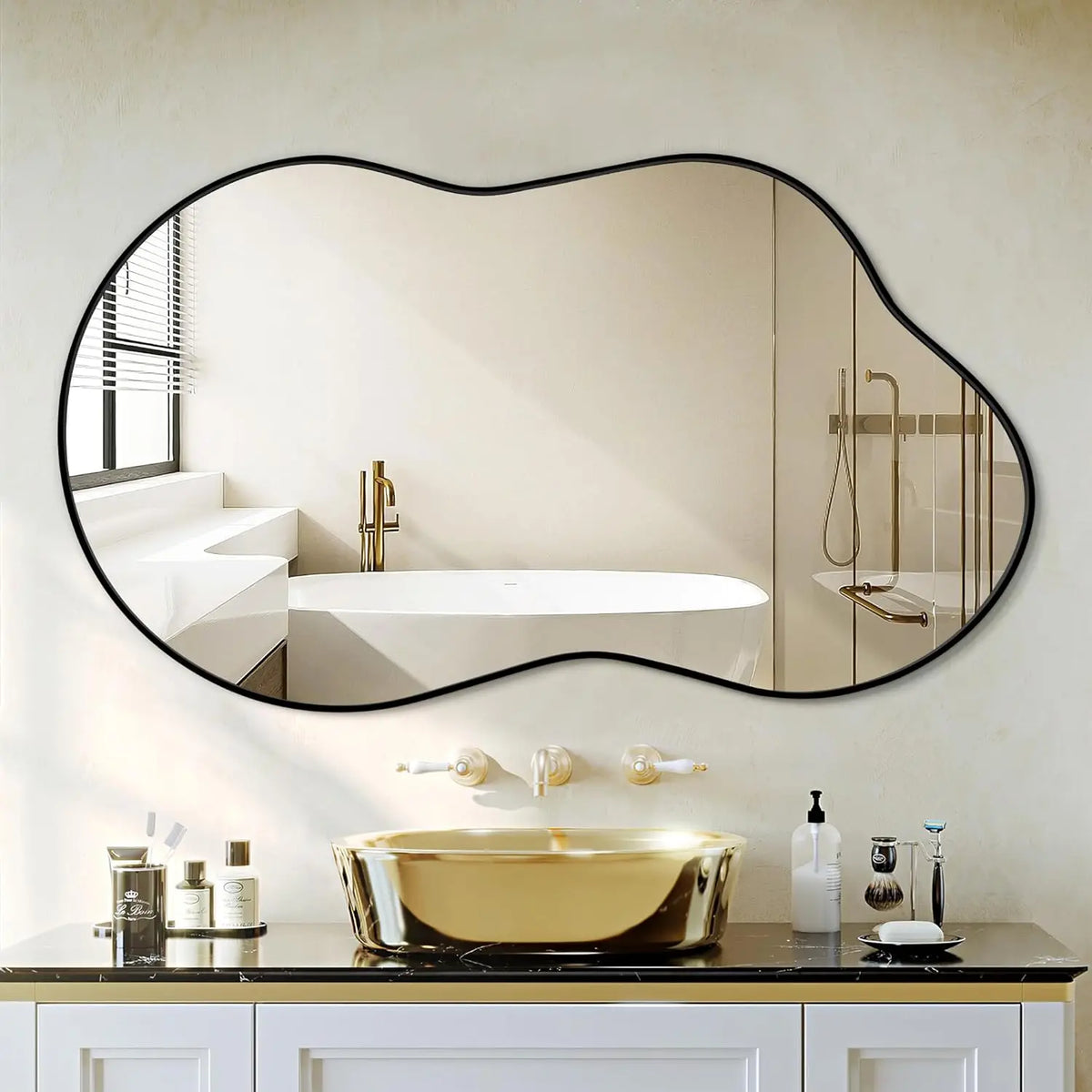 Miroir organique à cadre métal noir