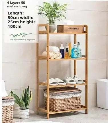 Étagère de salle de bain en bambou, hauteur réglable