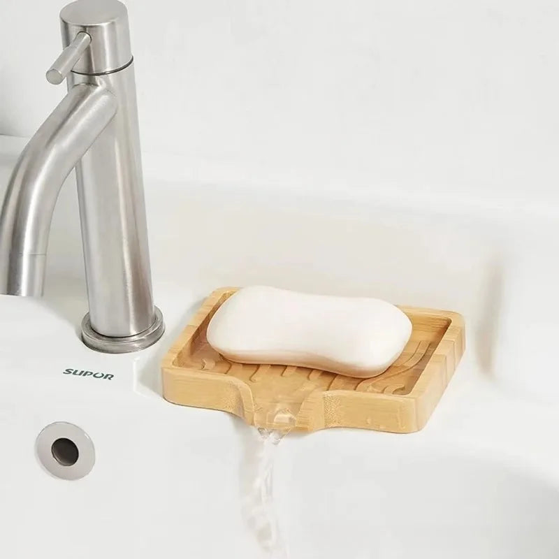 Porte-savon égouttoir en bambou