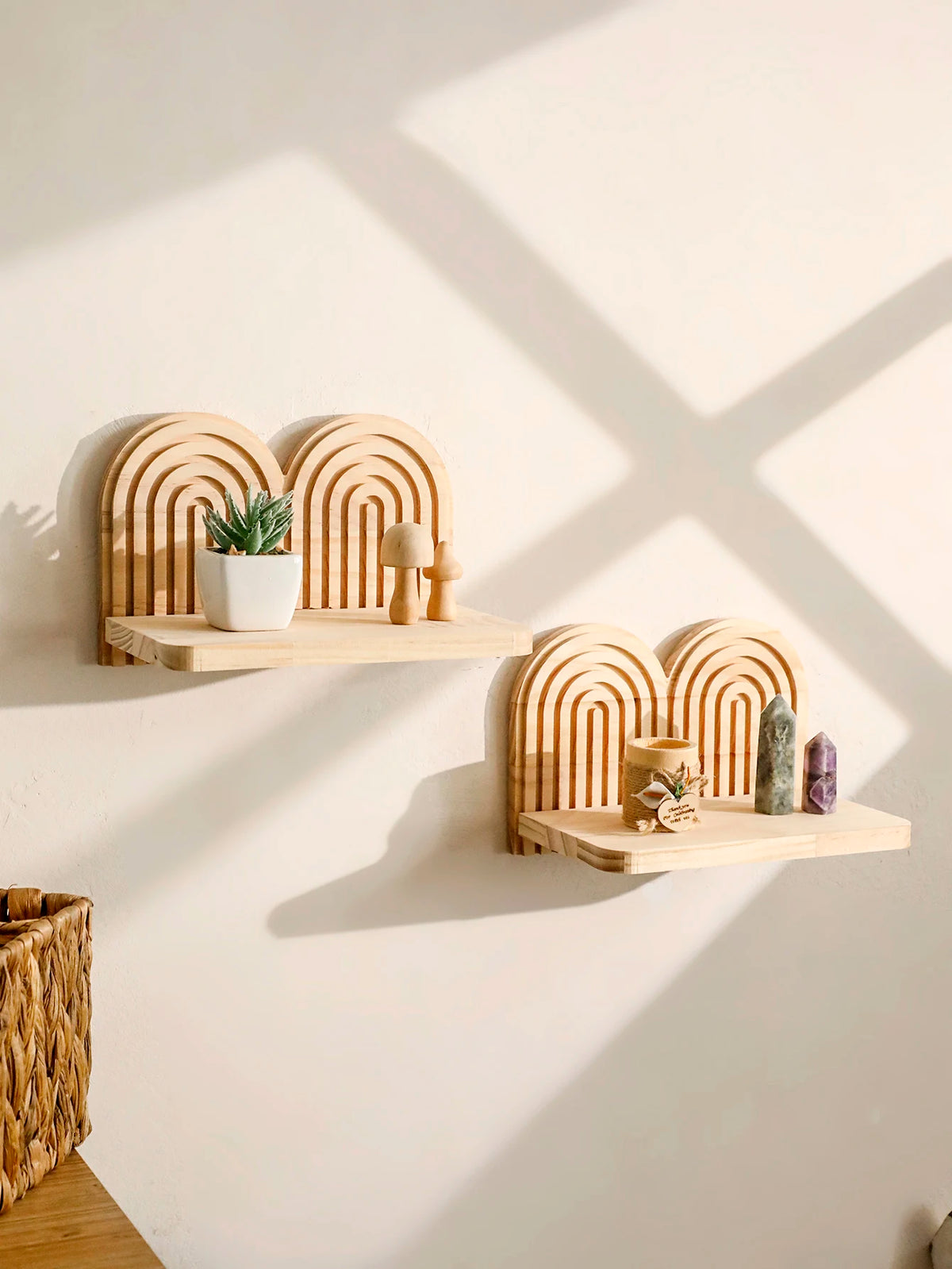 Étagère murale en arche, bois naturel
