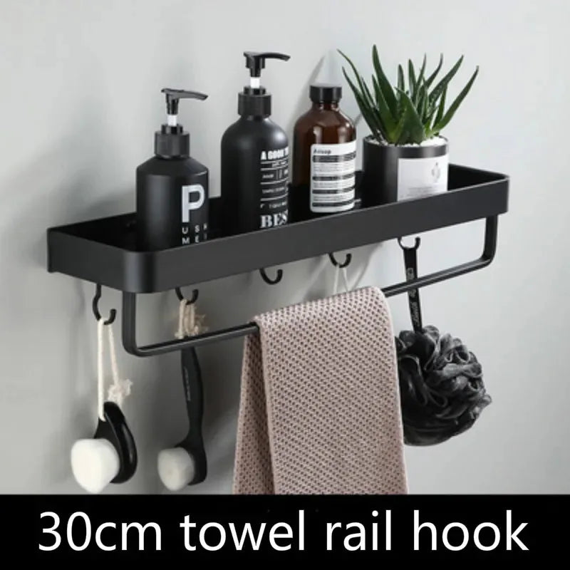 Étagère d'angle de douche en aluminium noir