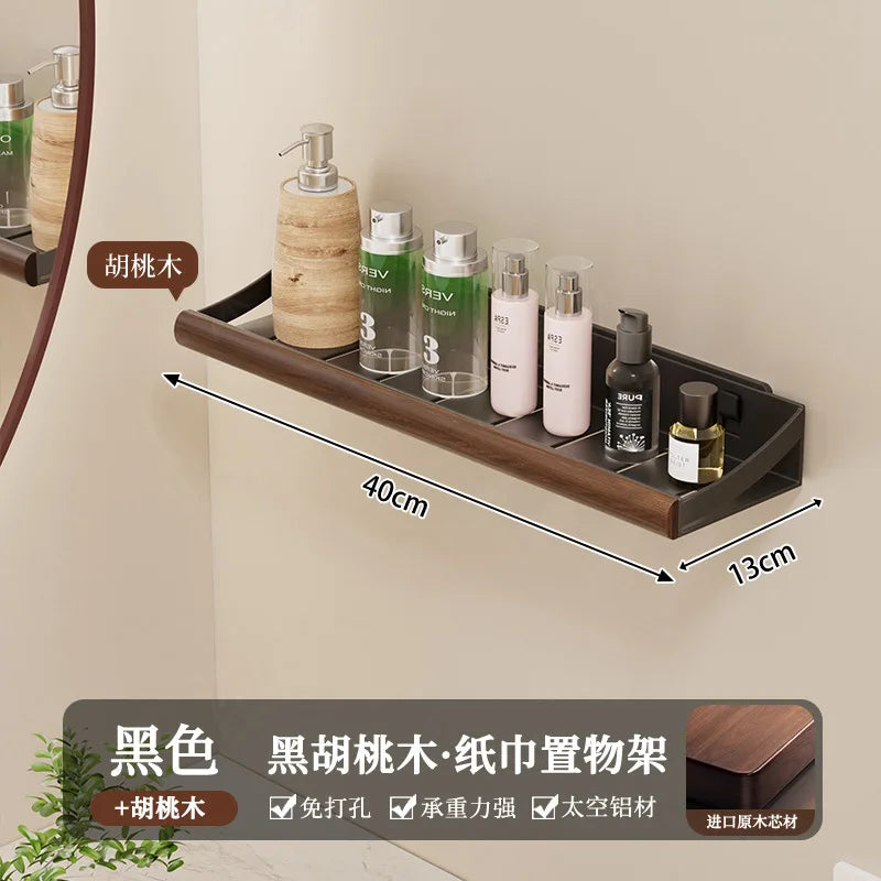 Étagère de douche en bois, sans perçage