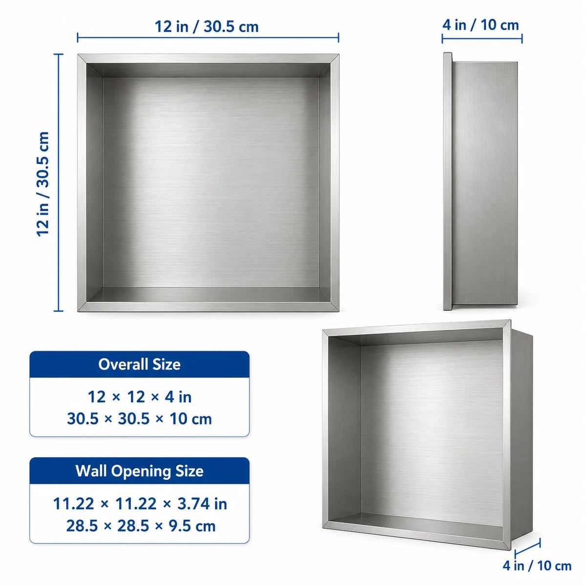 Niche de douche encastrable en inox