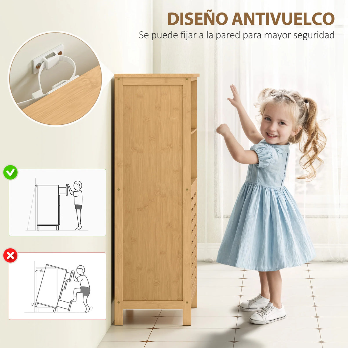 Meuble d'appoint en bambou, 2 portes
