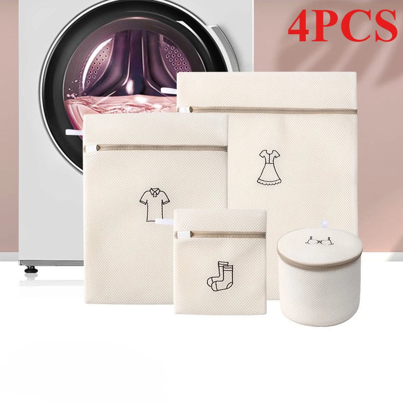 1/4/6PCS Laundry Bag Sets For Washing Machines Embroidery Fine Mesh Underwear Organizer Basket Clothes Cleaning Anti-deformation