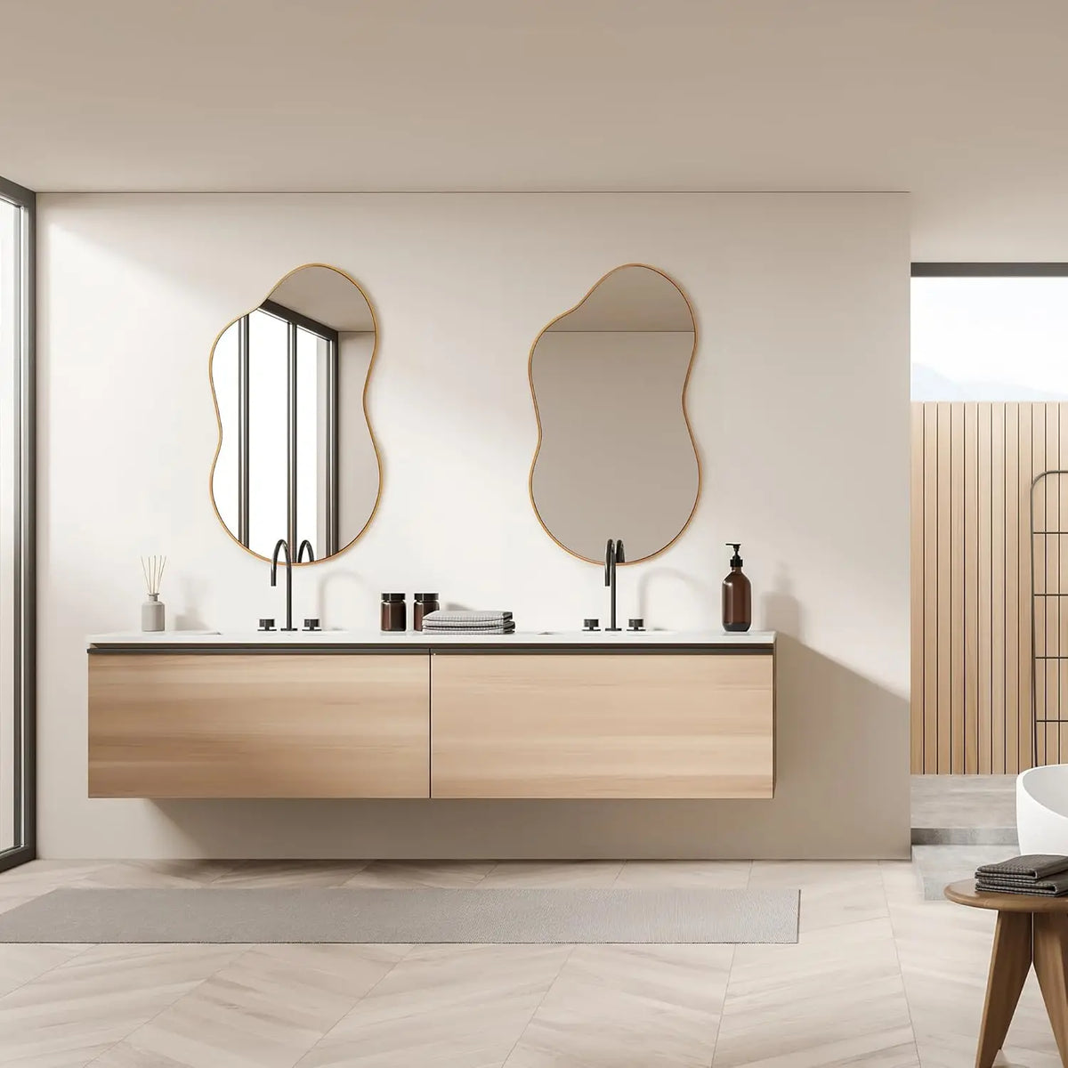 Miroir organique à cadre métal noir