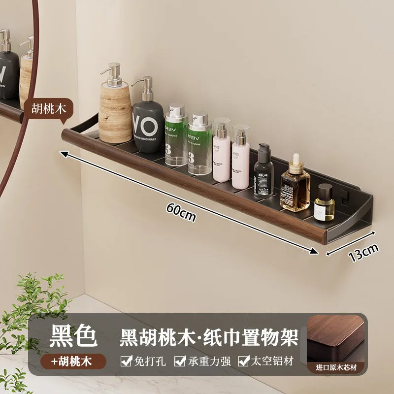 Étagère de douche en bois, sans perçage