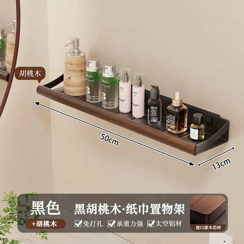 Étagère de douche en bois, sans perçage