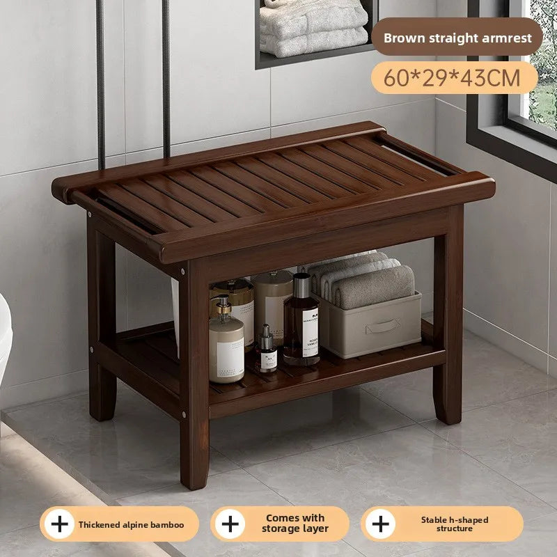 Tabouret de salle de bain en bambou, antidérapant