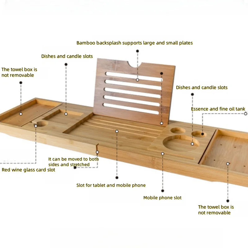 Plateau de baignoire extensible en bambou