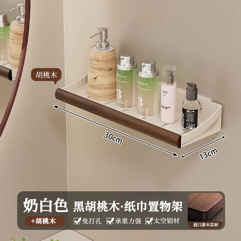 Étagère de douche en bois, sans perçage