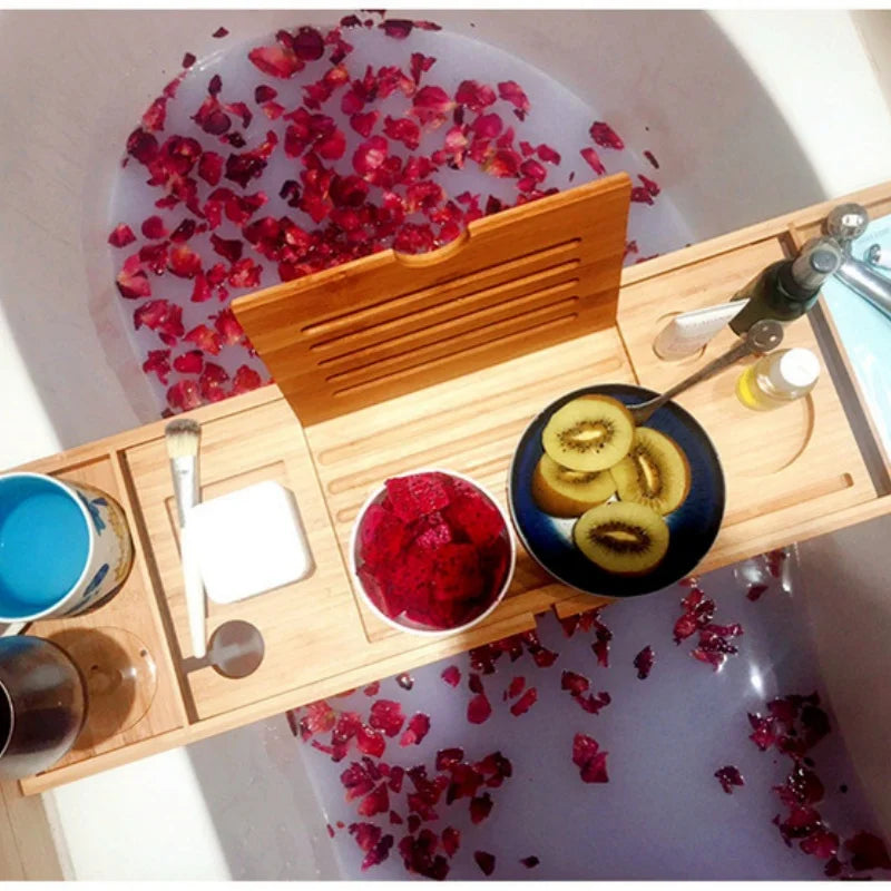 Plateau de baignoire extensible en bambou