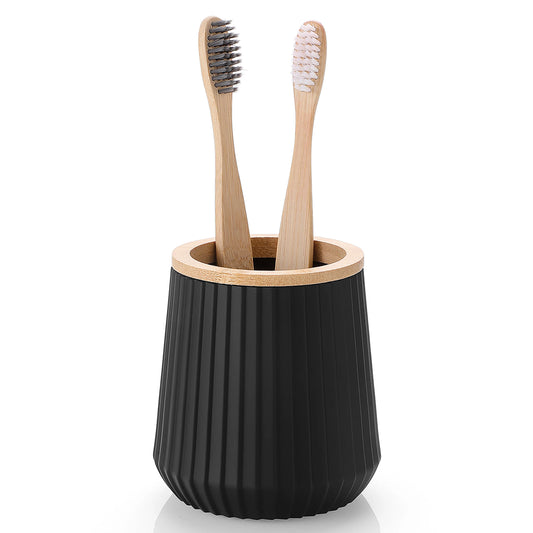 Porte-brosses à dents en bambou strié