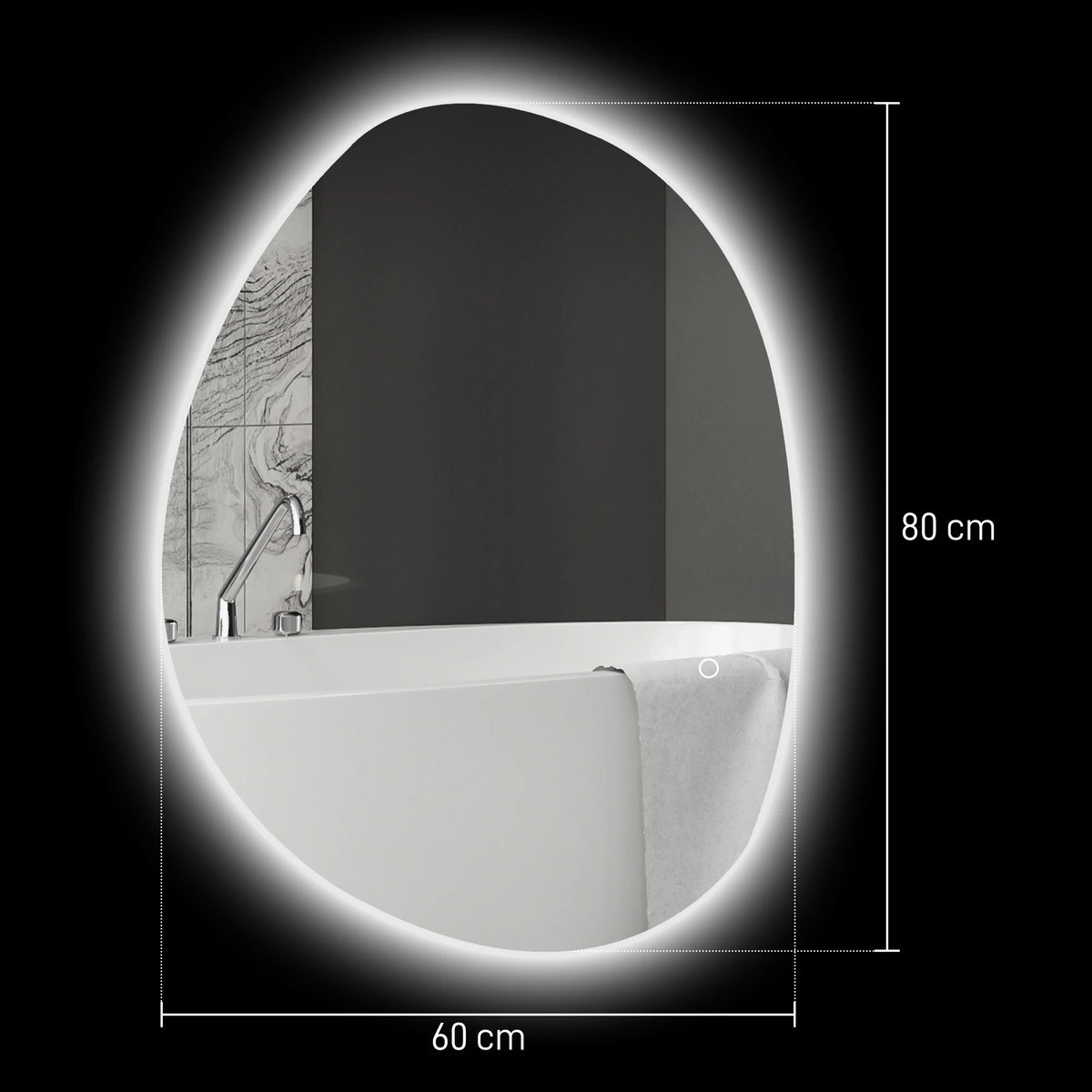 Miroir de salle de bain LED, 3 températures