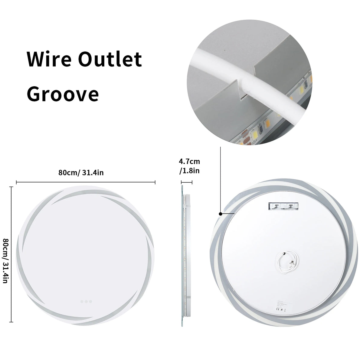 Miroir rond rétroéclairé, anti-buée