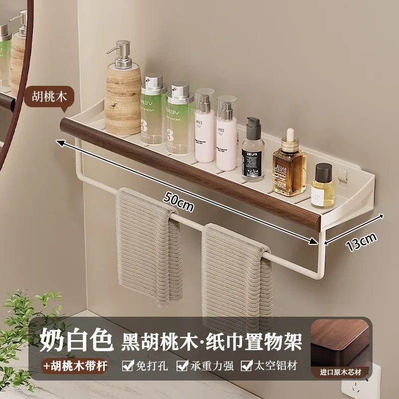 Étagère de douche en bois, sans perçage