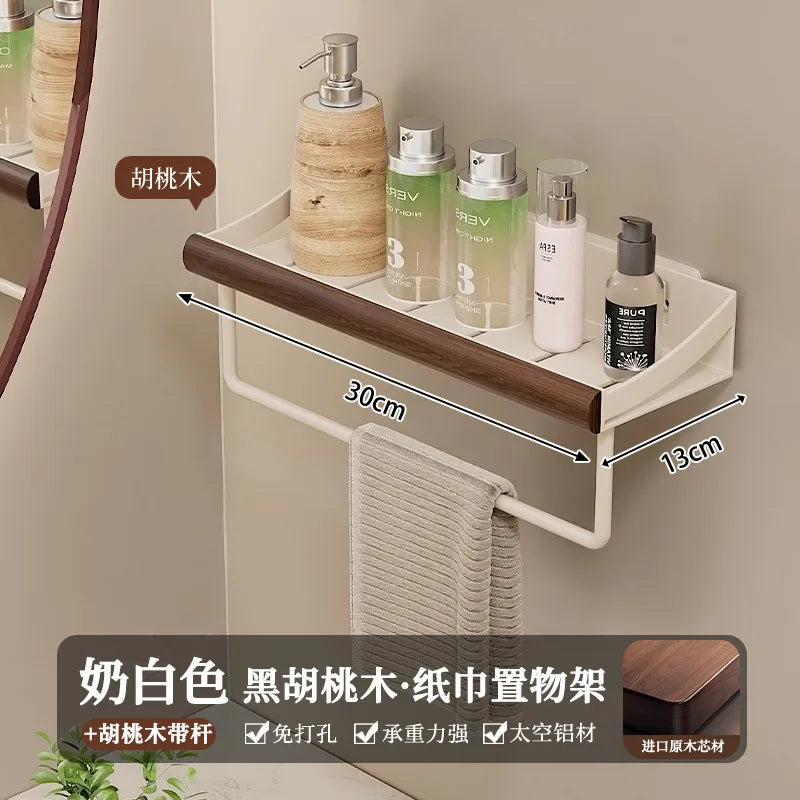Étagère de douche en bois, sans perçage