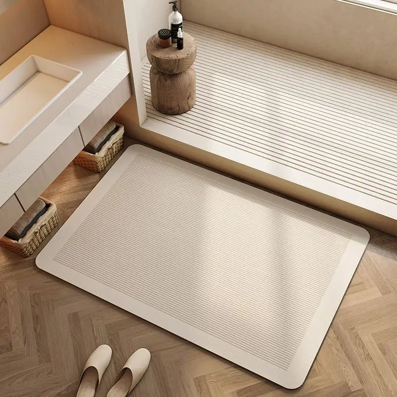 Tapis de bain en terre de diatomée, crème