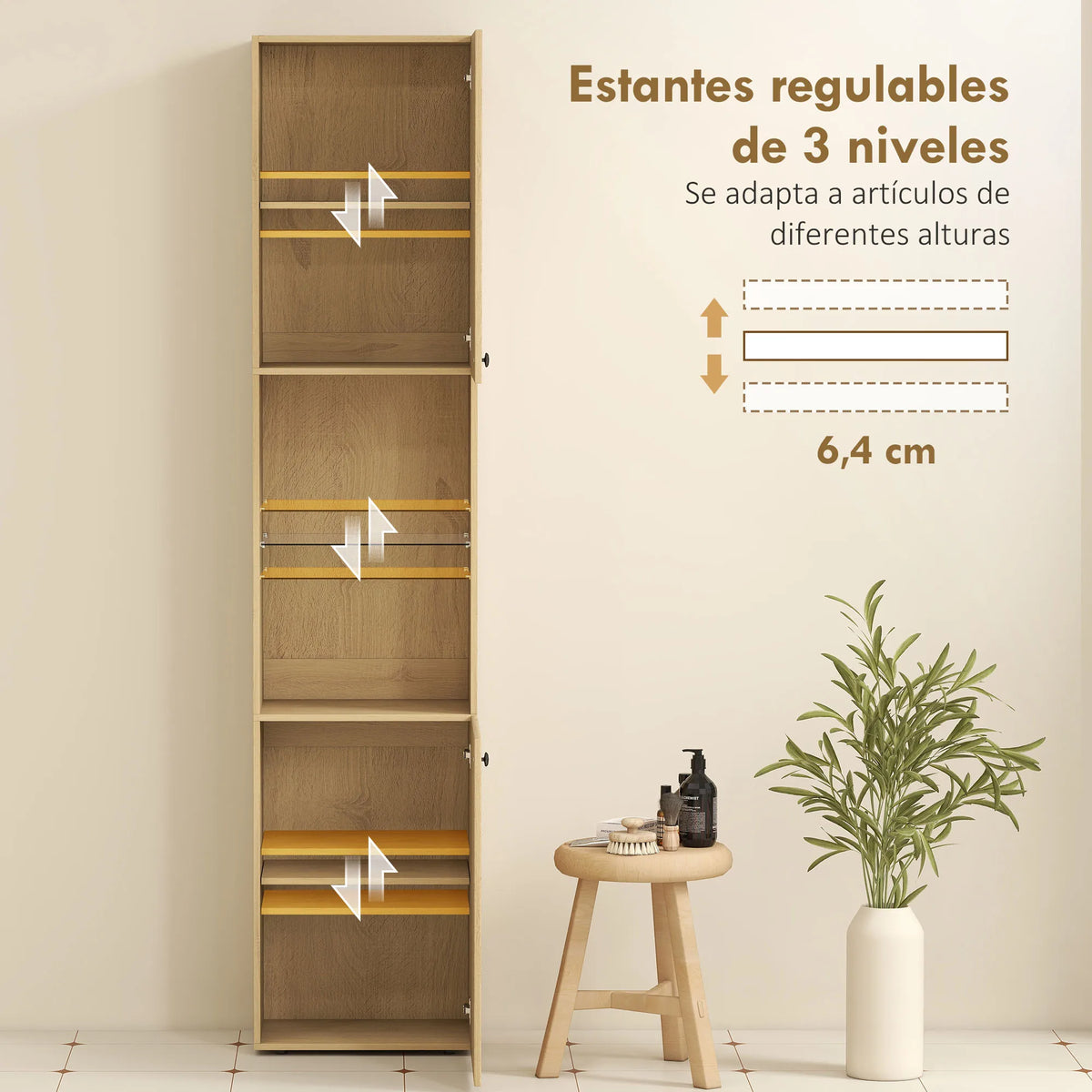 Colonne de salle de bain étroite, 6 niveaux