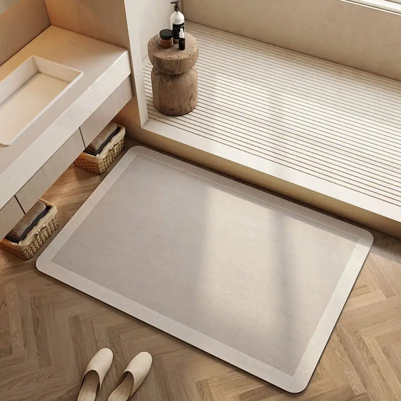 Tapis de bain en terre de diatomée, crème